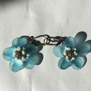Vintage Blue floral glass earrings